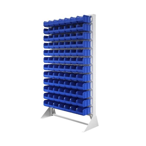 Стеллаж с пластиковыми ящиками односторонний 1150х2000 В1-00-12-00  (синий)