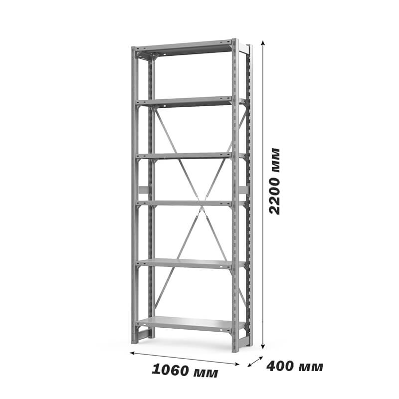 Стеллаж металлический ГТС Универсал, 2200x1000x400 мм. Полки: метал. 6 шт. (ТСУ 22100460) – изображение №2