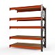 Секция приставная стеллажа металлического Оптима, 3500x2500x785 мм. Ярусы: 5 шт. фанера – изображение №1